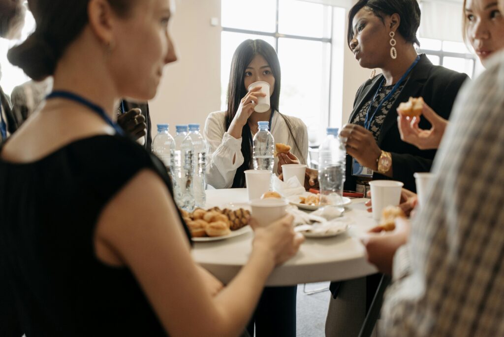 People having breaksfast together
